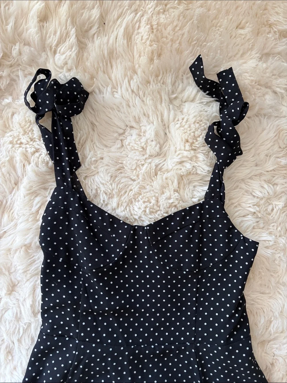 Girls Black Polka Dot Tie-Strap Sundress Size XL - Picture 2 of 4